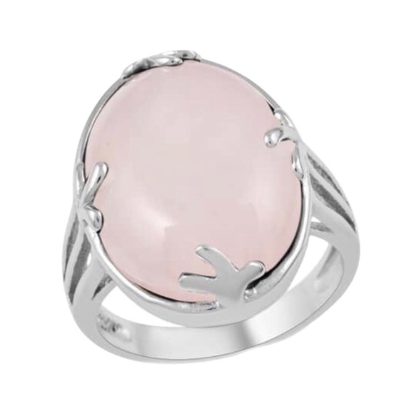 Rose Quartz Cabochon Solitaire Ring - Picture 4 of 6